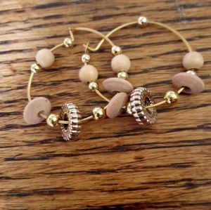 Elegant Gold and Tan Hoop Earrings